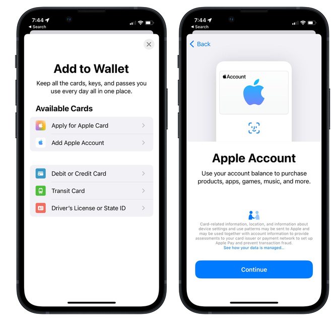 颍泉苹果手机维修分享iOS 15.5钱包App如何添加 Apple 账户 